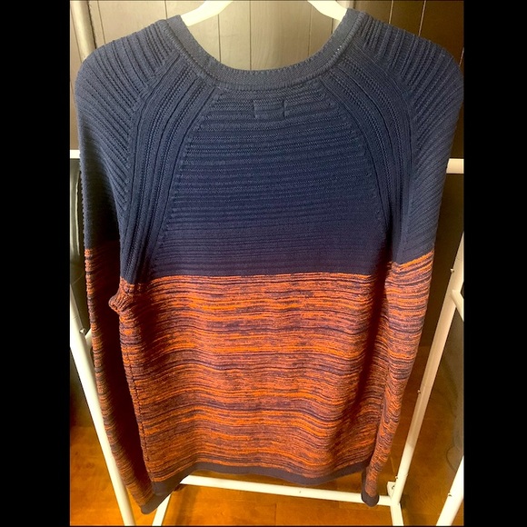 NWT Men’s BUFFALO - DAVID BRITTON Textured Sweater in Navy / Heathered Orange, M - Picture 5 of 6
